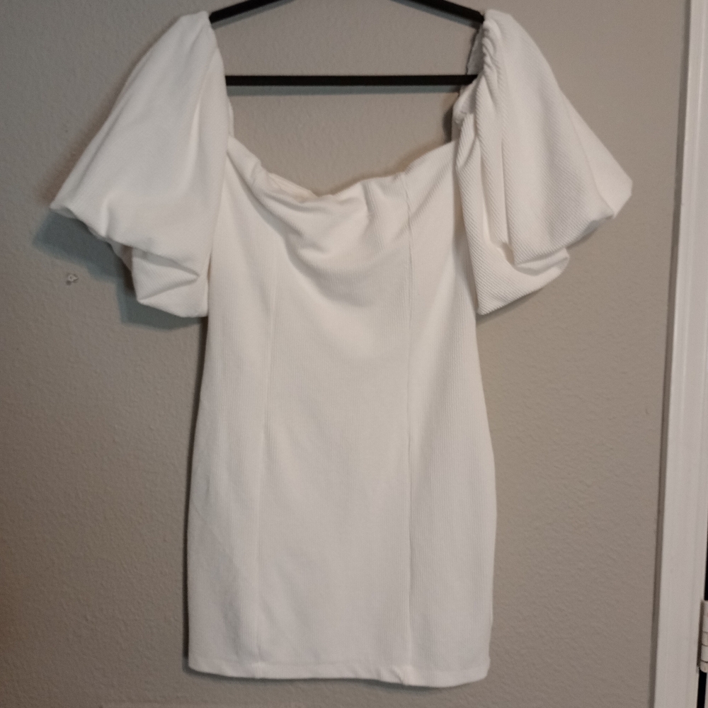 free people beach off the shoulder puff sleeve Bubbly mini dress - Picture 3 of 9
